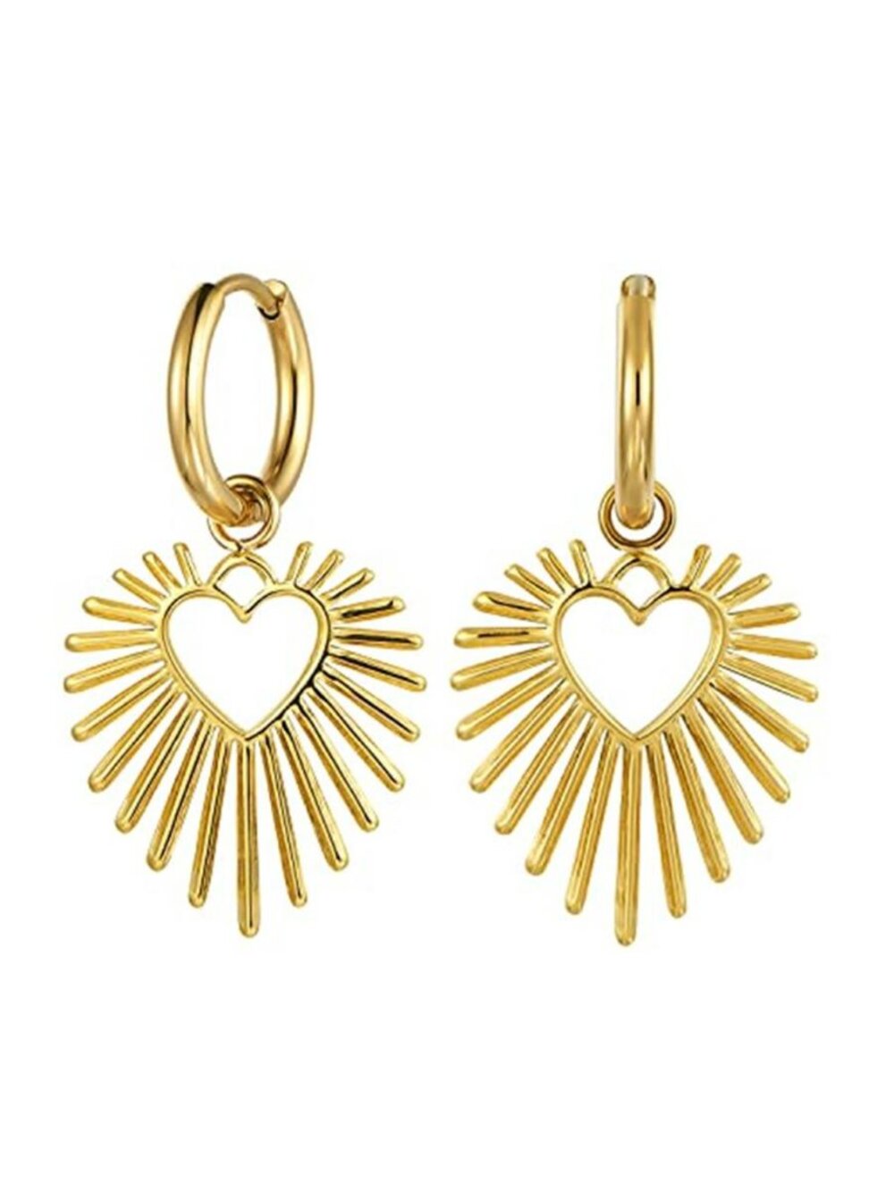 Heart Earrings for Women, Gold Heart Dangle Earrings Trendy 18K Gold Plated